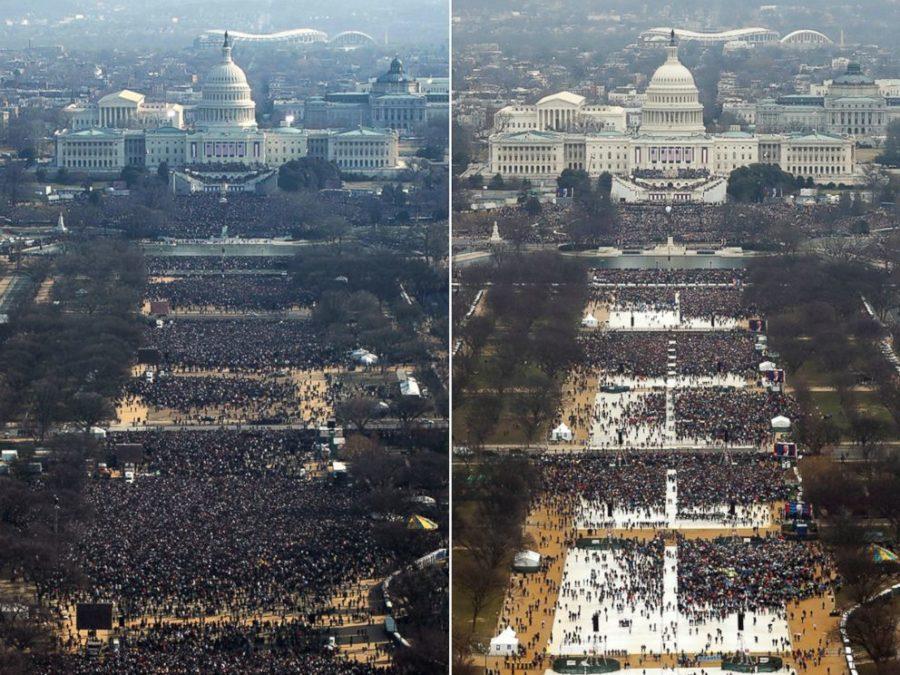 Obamas inauguration (right) as compared to Trumps (Left).