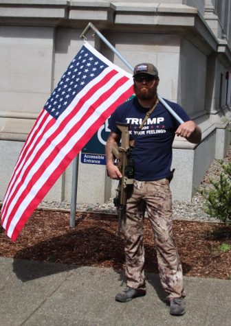 Attendee of April 20th protest in Olympia, WA. (Photo/ Aaron Fitzpatrick)