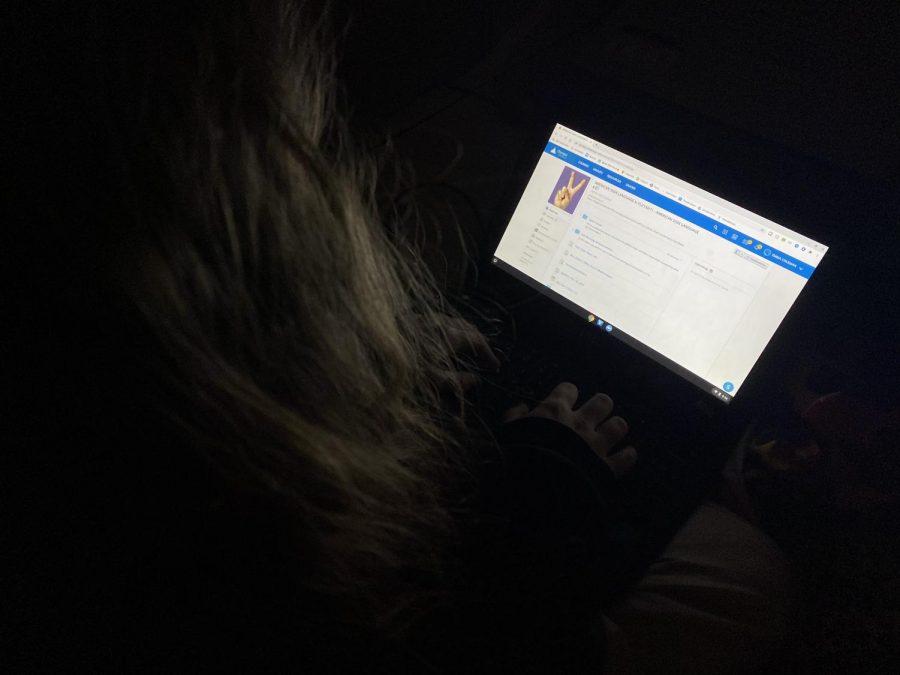Emma Coleman participating in Online School in the dark.