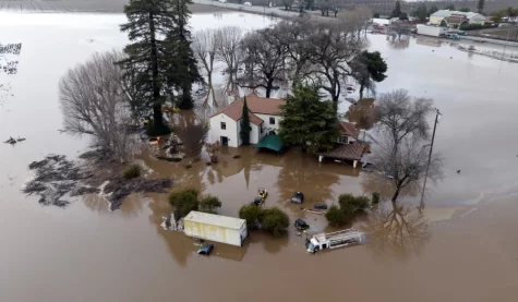 House looks like is is in a lake because of flooding