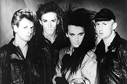 Dead or Alive (l to r) Mike Percy, Steve Coy, Pete Burns, Tim Lever, 1985